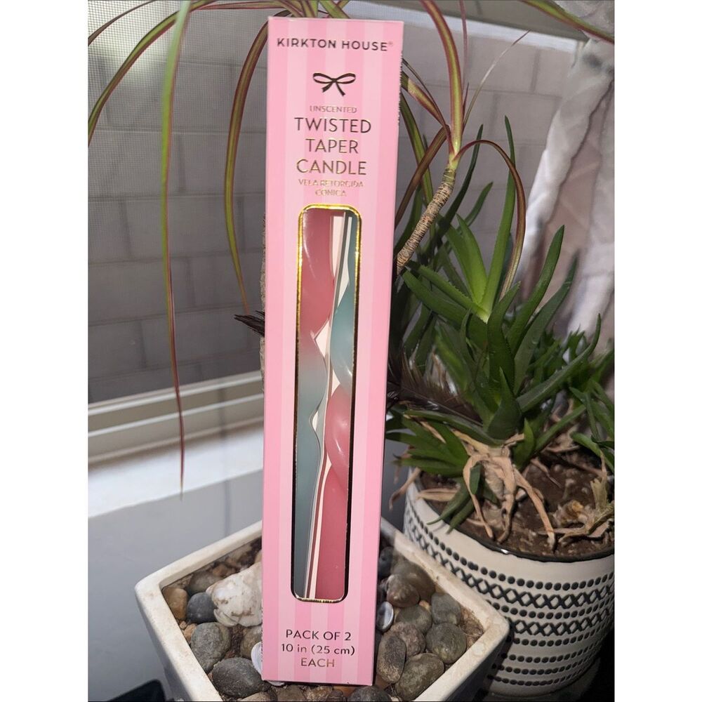 Kirkton House Pink Twisted Taper Candles - Pack of 2